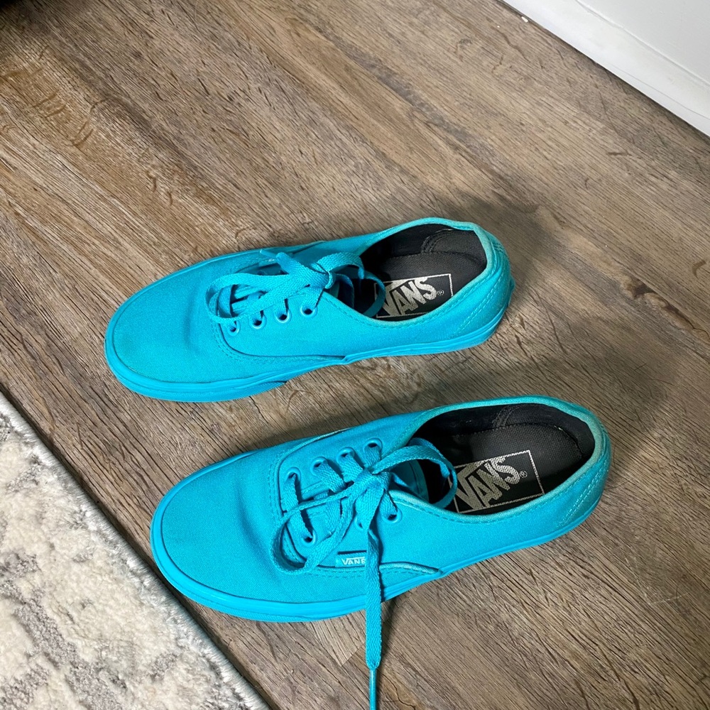 Vans Authentic Mono Blue Turquoise Shoes GC Size 6 - Picture 6 of 7